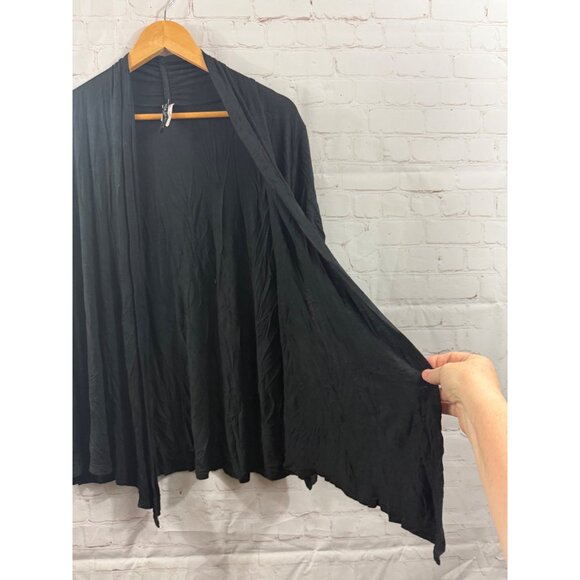 Moa Collection Cascading Open Front Stretch Cardigan Black Womens Size XL - Picture 4 of 5